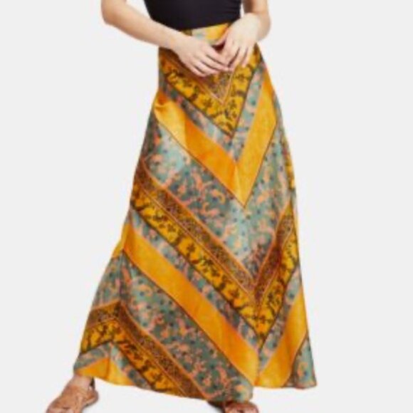 NWT Free People | Green & Yellow Hawaii Honey Maxi Skirt Size 0 - Picture 4 of 15
